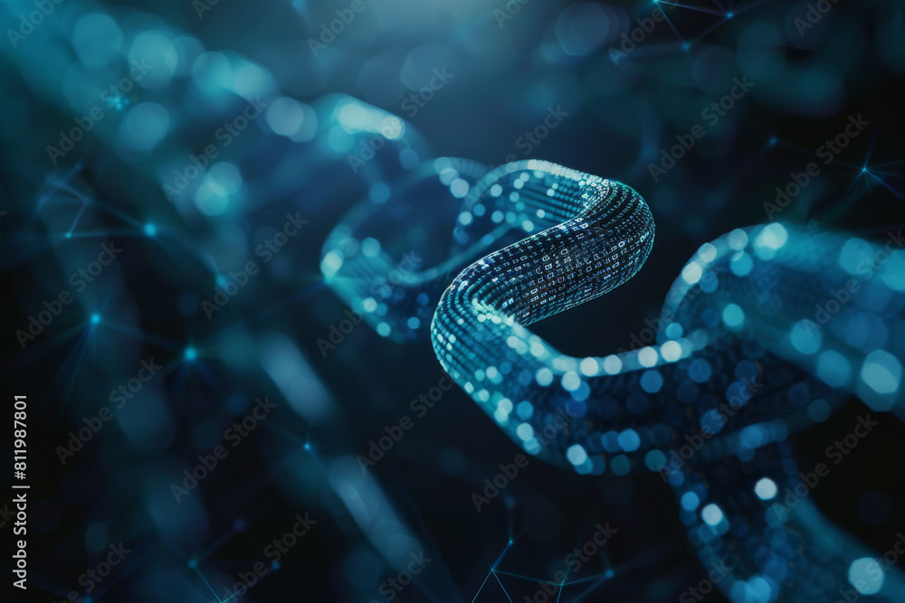 Poster a computer generated image of a snake made of numbers