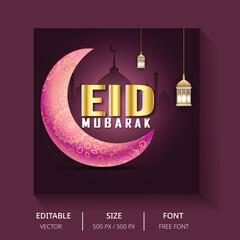 Eid Mubarak Islamic festival social media post template
