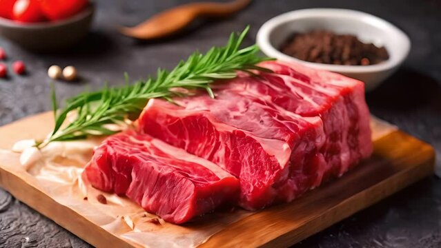 Barbecue Steak raw Japanese Wagyu beef a5 , There is fat between the meat.