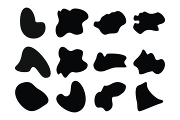 Blobs Abstract Fluid Shape set Abstract black shapes Liquid shape elements Random outline fluid shapes.