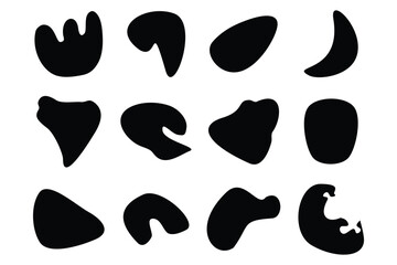 Blobs Abstract Fluid Shape set Abstract black shapes Liquid shape elements Random outline fluid shapes.