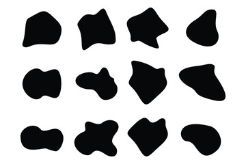 Blobs Abstract Fluid Shape set Abstract black shapes Liquid shape elements Random outline fluid shapes.