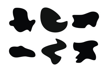 Blobs Abstract Fluid Shape set Abstract black shapes Liquid shape elements Random outline fluid shapes.