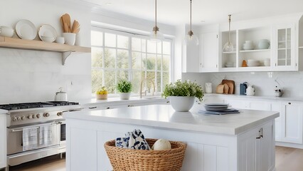 Modern Kitchen Elegance: Pristine White Cabinets