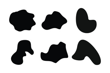 Blobs Abstract Fluid Shape set Abstract black shapes Liquid shape elements Random outline fluid shapes.