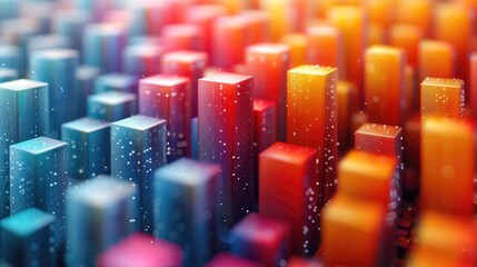 Obraz premium A 3D rendering of a city with glowing lights.