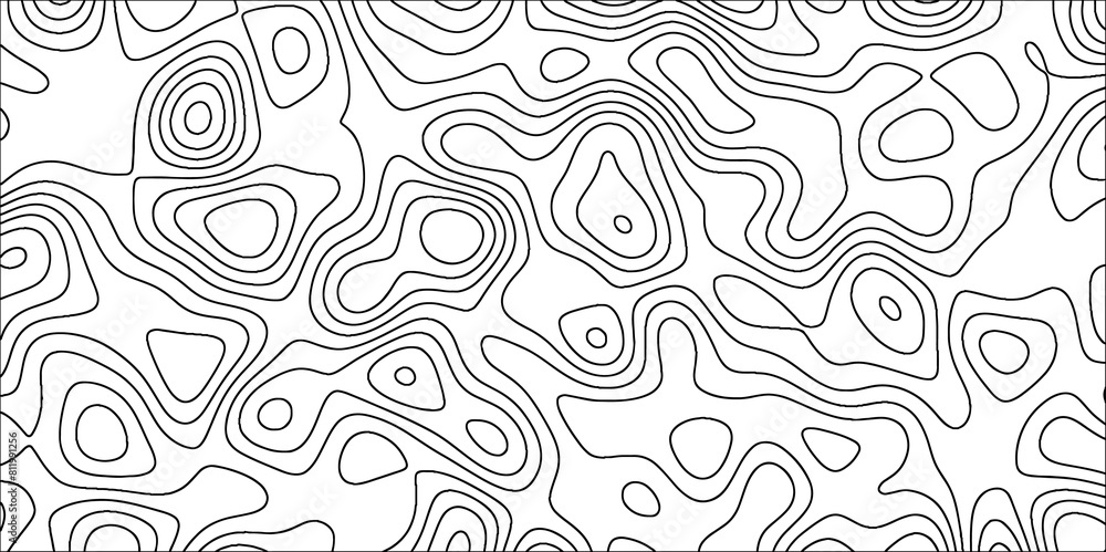 Aufkleber Abstract wavy line 3d paper cut white Topographic canyon geometric map relief texture. Black and white wavy topography map background. Topographic map wave line background.
