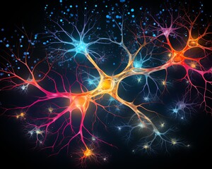 Complex neural network visualization showcasing layers and neuron activations in bright colors against a black background, suitable for advanced technology themes