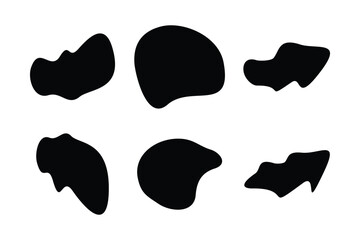 Blobs Abstract Fluid Shape set Abstract black shapes Liquid shape elements Random outline fluid shapes.