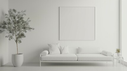 Frame mockup, modern stylish interior in minimalist style, room interior, 3D render,