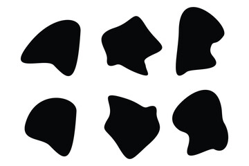 Blobs Abstract Fluid Shape set Abstract black shapes Liquid shape elements Random outline fluid shapes.