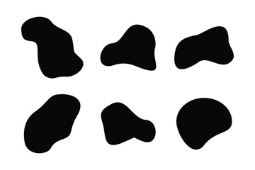 Blobs Abstract Fluid Shape set Abstract black shapes Liquid shape elements Random outline fluid shapes.