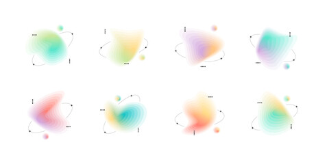 Set of abstract shape gradient banner with y2k elements.Vector stock illustration.