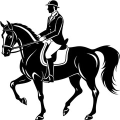 horse-with-rider-in-dressage-competition silhoue 