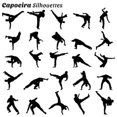 Set of capoeira illustration silhouettes