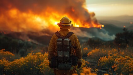 Obraz premium Document the logistical challenges of firefighting in remote wilderness areas, showcasing the ingenuity of crews in overcoming obstacles.