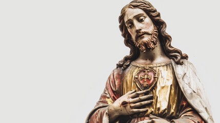 Obraz premium Sculpture and Jesus Christ on a white background