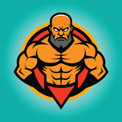 Body builder mascot logo design body builder vector muscular man vector