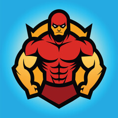 Body builder mascot logo design body builder vector muscular man vector
