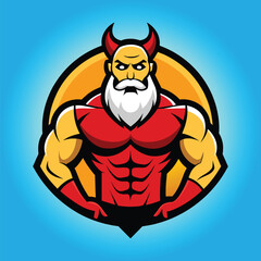 Body builder mascot logo design body builder vector muscular man vector