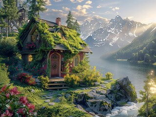 Enchanting Lakeside Cottage in Serene Mountain Wilderness Enclave