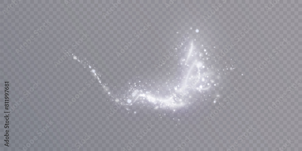 Poster magical glow. the light effect sparkles in a curved path, sparkling with a shiny magical textured sh