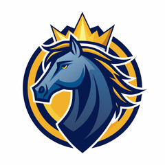 megistic horse with crown vector logo design 