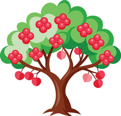 cherry tree illustration icon, tree icon