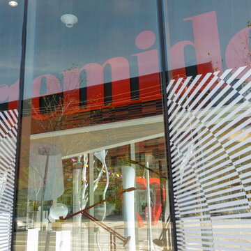 exterior of Artemide, a lighting store, located at 5 Mill Street near The Distillery Historic District in Toronto, Canada