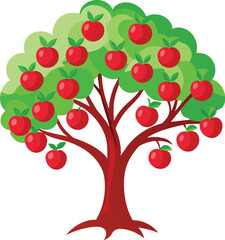 cherry tree illustration icon, tree icon