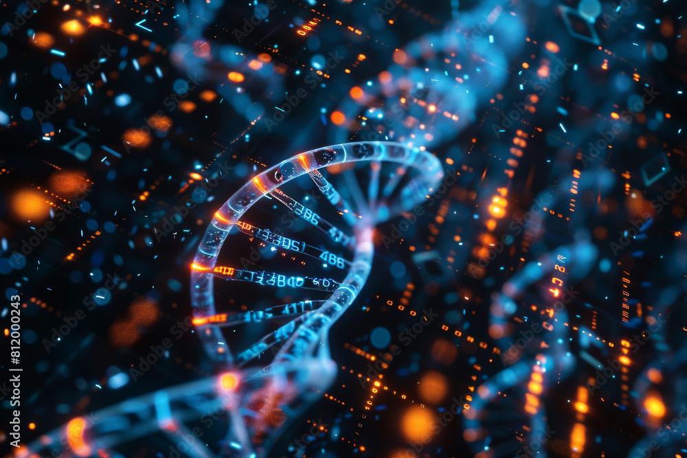 Poster A computer generated image of a dna structure with numbers on it