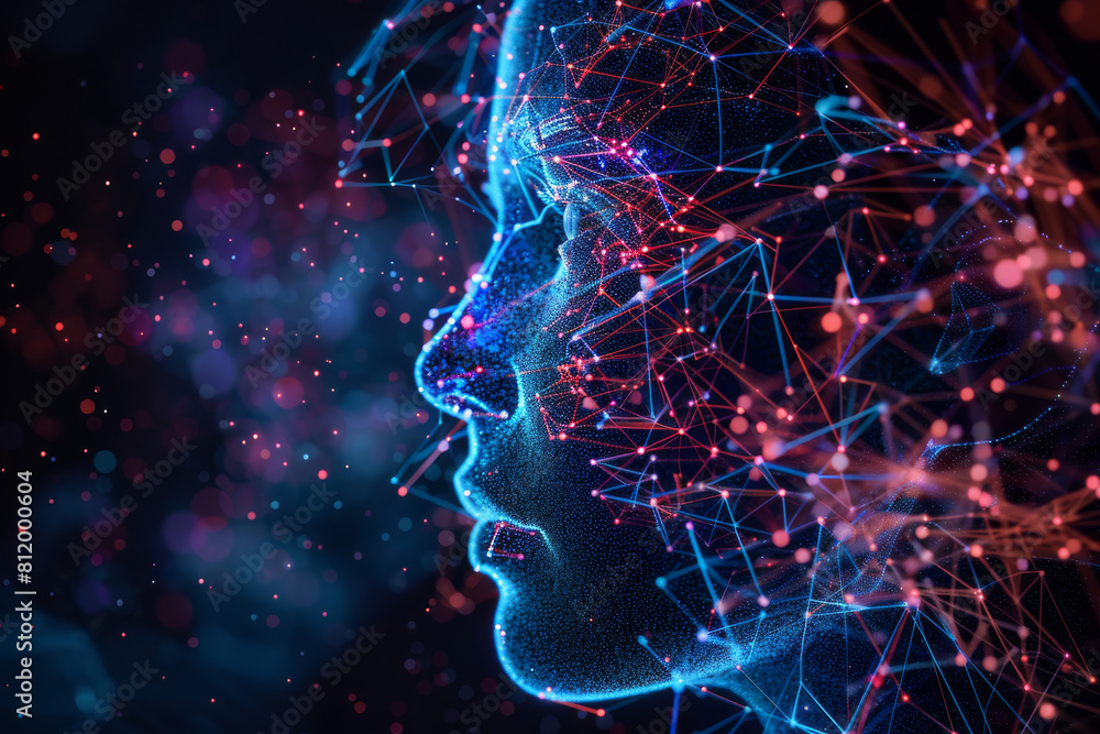 Poster a computer generated image of a person 's face