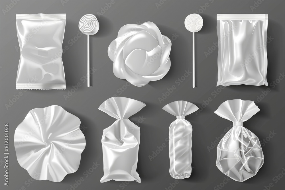 Poster various types of packaging on a gray background, suitable for product design
