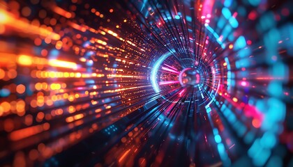 Fototapeta premium Futuristic Data Tunnel with Glowing Lights
