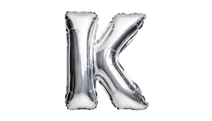 Realistic letter k made of silver balloon