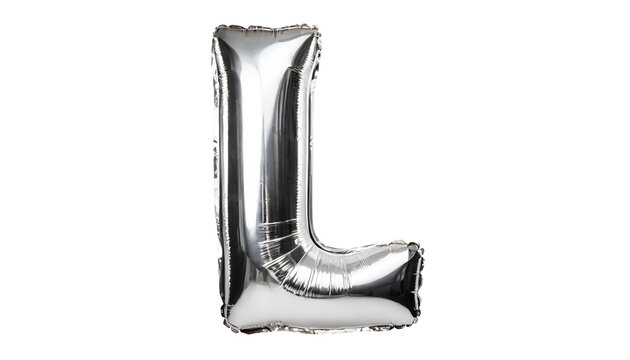 Realistic letter l made of silver balloon