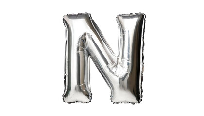 Realistic letter n made of silver balloon