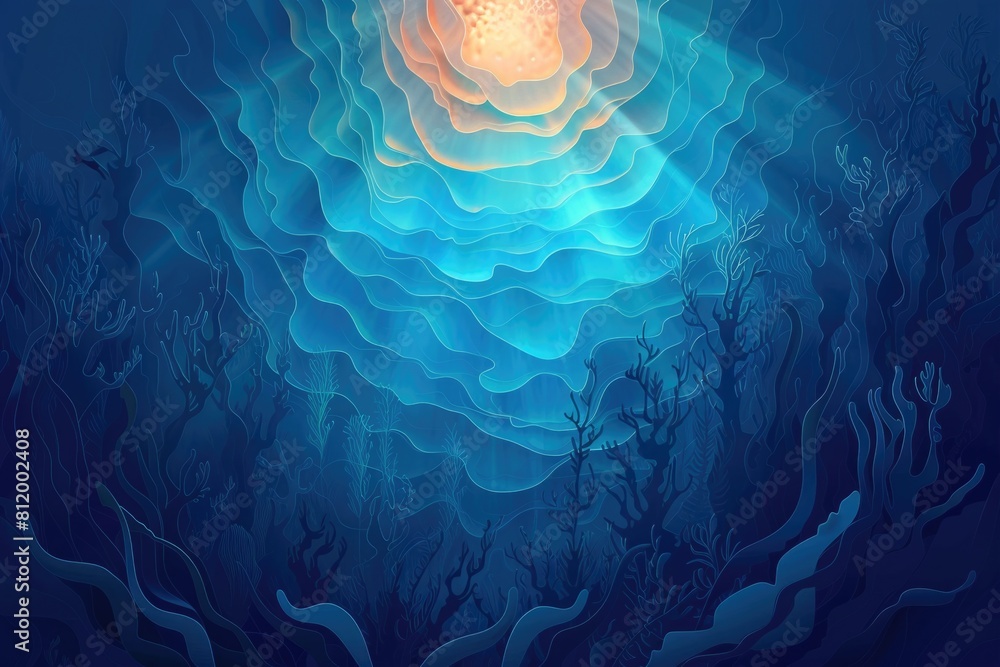 Poster a beautiful flower floating in the vast ocean. suitable for nature and relaxation concepts