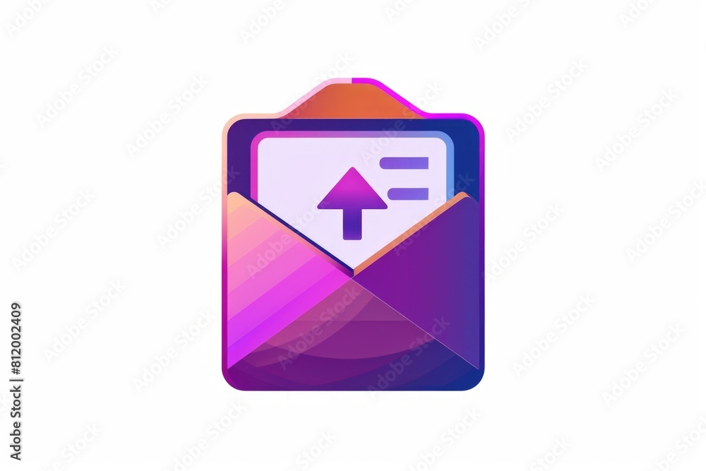 Aufkleber a purple envelope with an arrow inside, suitable for business or communication concepts