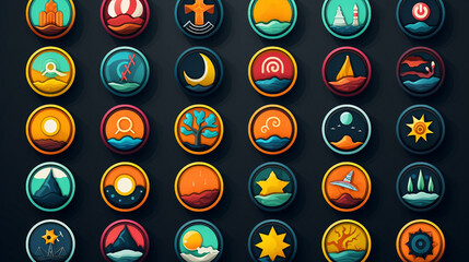 Vibrant Set of Modern Color Icons for Business and Technology Concepts - Graphic Collection for Web and App Interface Design