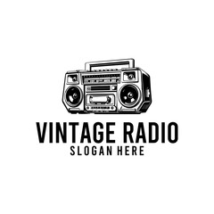 Vintage radio logo vector illustration