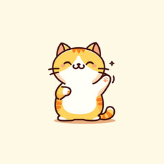 Cheerful orange cat shaking hand