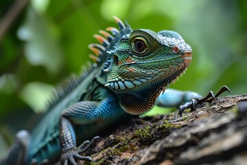 Fototapeta premium lizard face, Beautiful wildlife of creation, lizard, Ai generated
