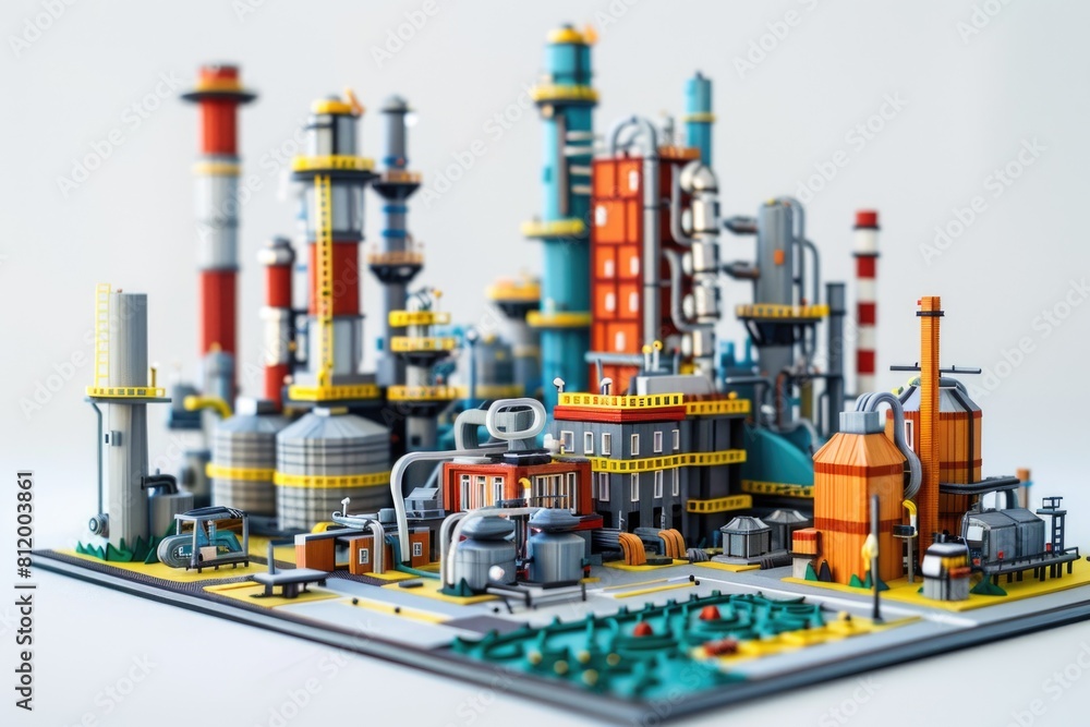 Wall mural a model of a factory with numerous pipes. suitable for industrial concepts