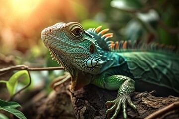 Obraz premium lizard face, Beautiful wildlife of creation, lizard, Ai generated
