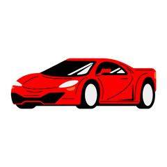 A red sports car on a white background, car icon, car