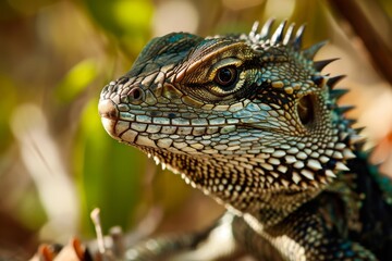 Obraz premium lizard face, Beautiful wildlife of creation, lizard, Ai generated