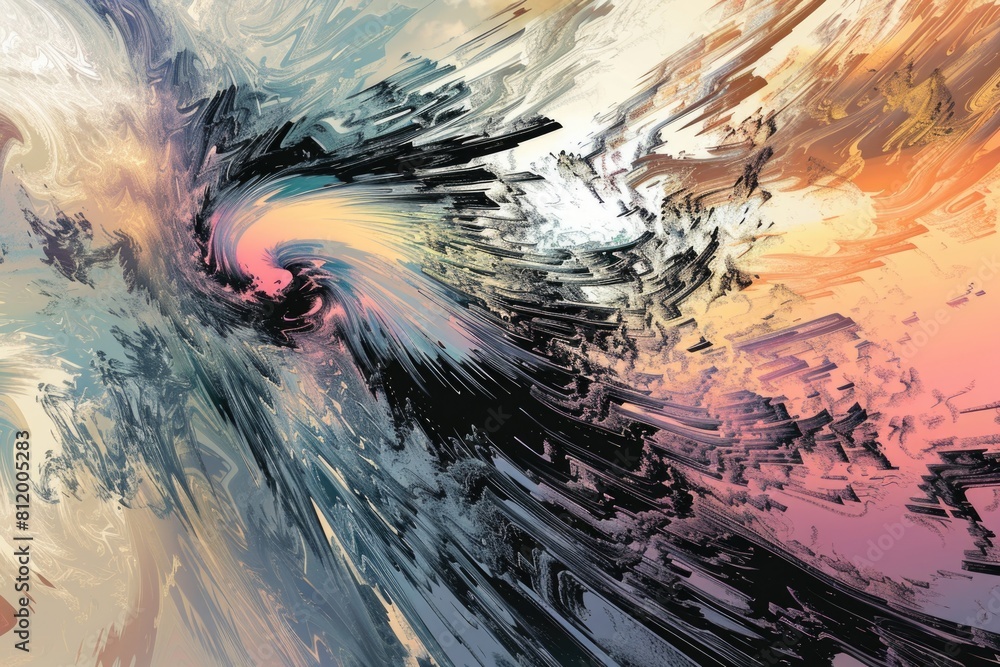 Poster a realistic digital painting of a powerful ocean wave. suitable for websites and blogs related to na