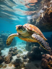 Obraz premium sea turtle swimming in the sea