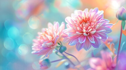 Pink flowers background, close-up of beautiful flowers pastel color, delicate and romantic floral background.